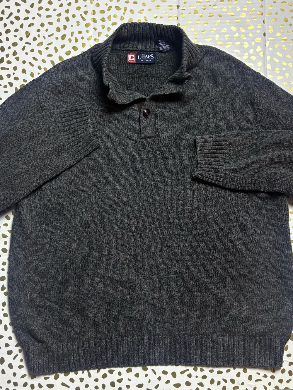 Chaps Men's Dark Charcoal Zip-Neck Sweater